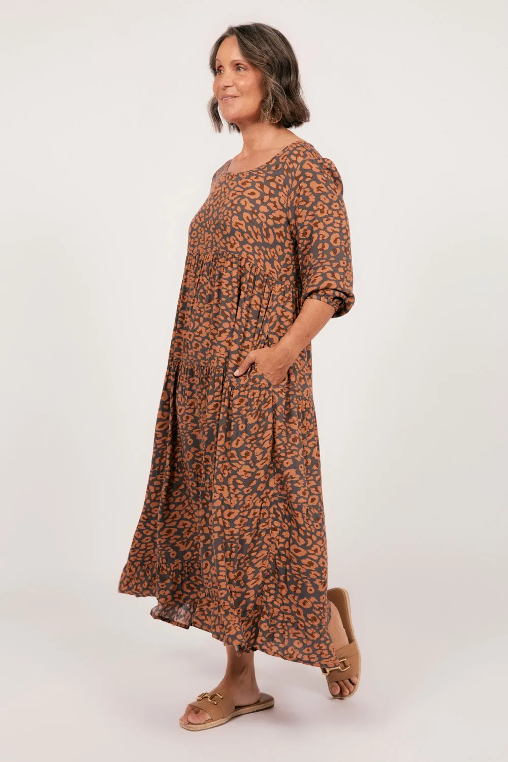 Sabre 3/4 Sleeve Dress in Cheetah sold by Adrift product image thumbnail 4