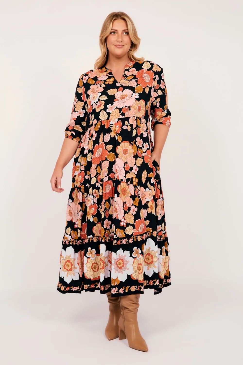 Sabre V-Neck Dress in Sweet Blooms sold by Adrift product image thumbnail 2