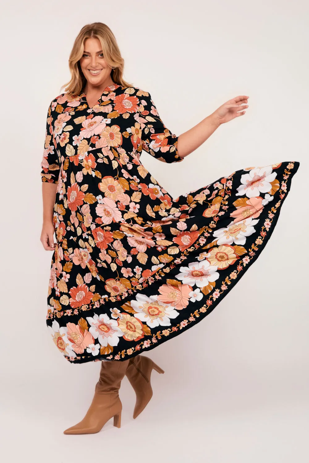 Sabre V-Neck Dress in Sweet Blooms sold by Adrift product image thumbnail 4