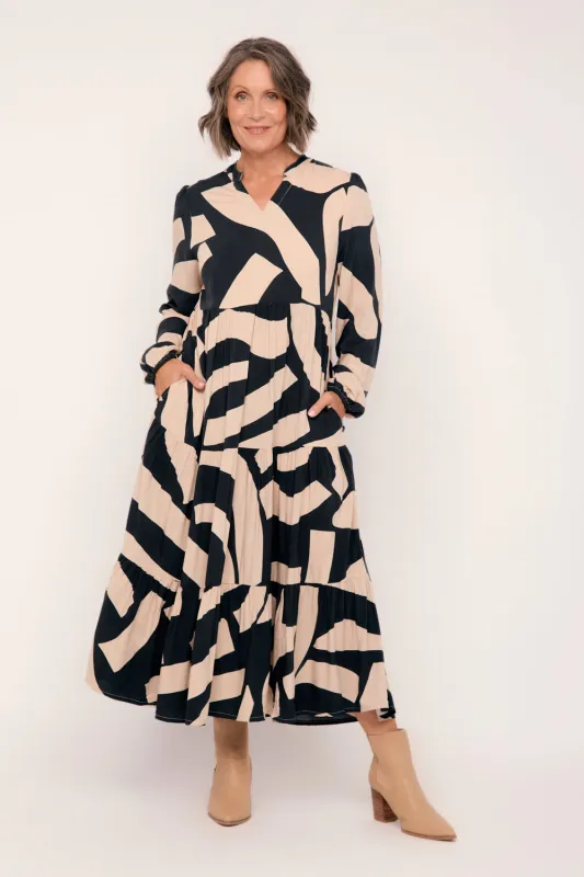Sabre V-Neck Dress in Nightfall sold by Adrift