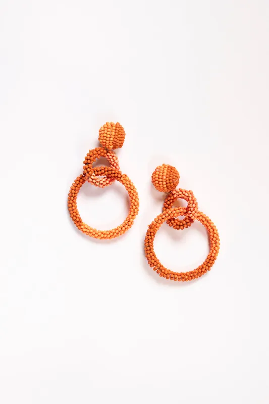 Interlocking Beaded Drop Earrings in Orange and Dark Orange sold by Adrift
