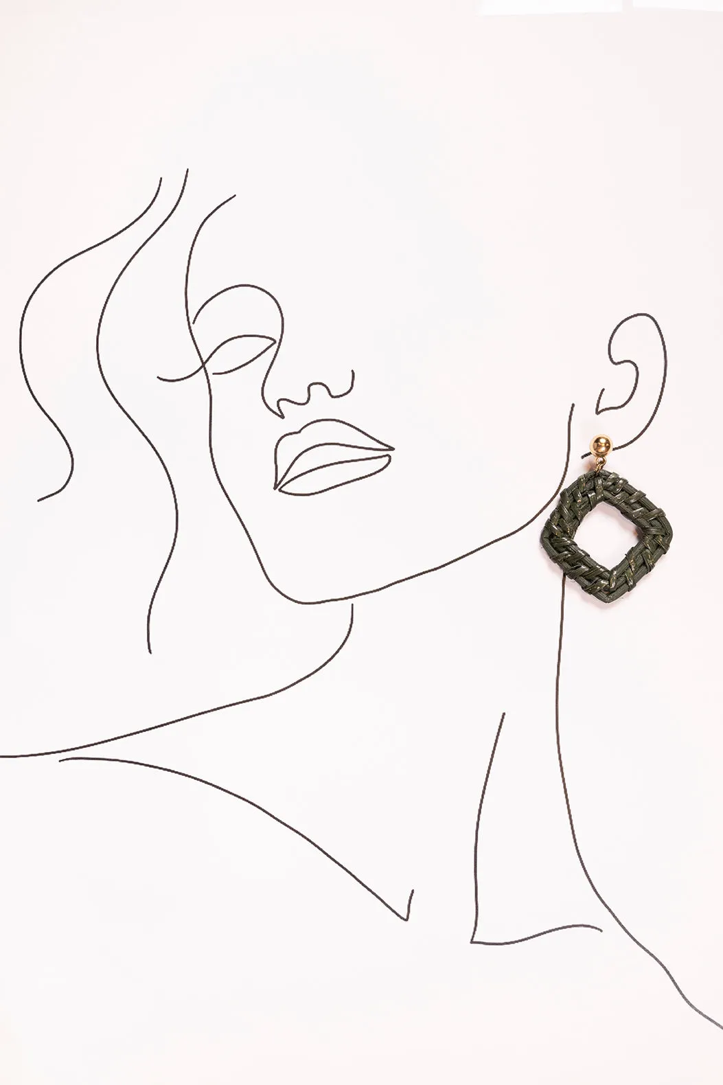 Square Raffia Earrings in Olive sold by Adrift product image thumbnail 2