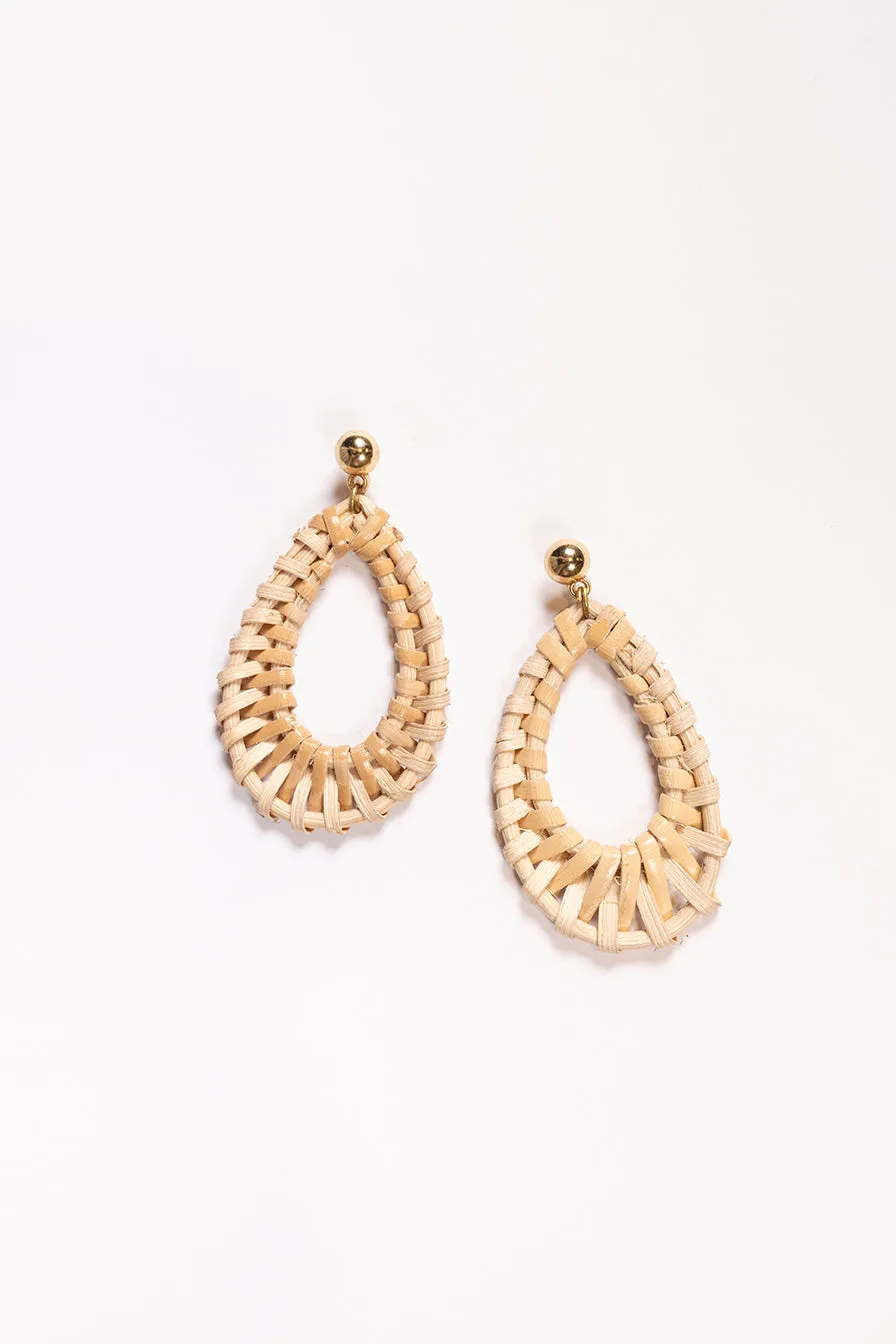 Oval Raffia Earrings in Natural sold by Adrift