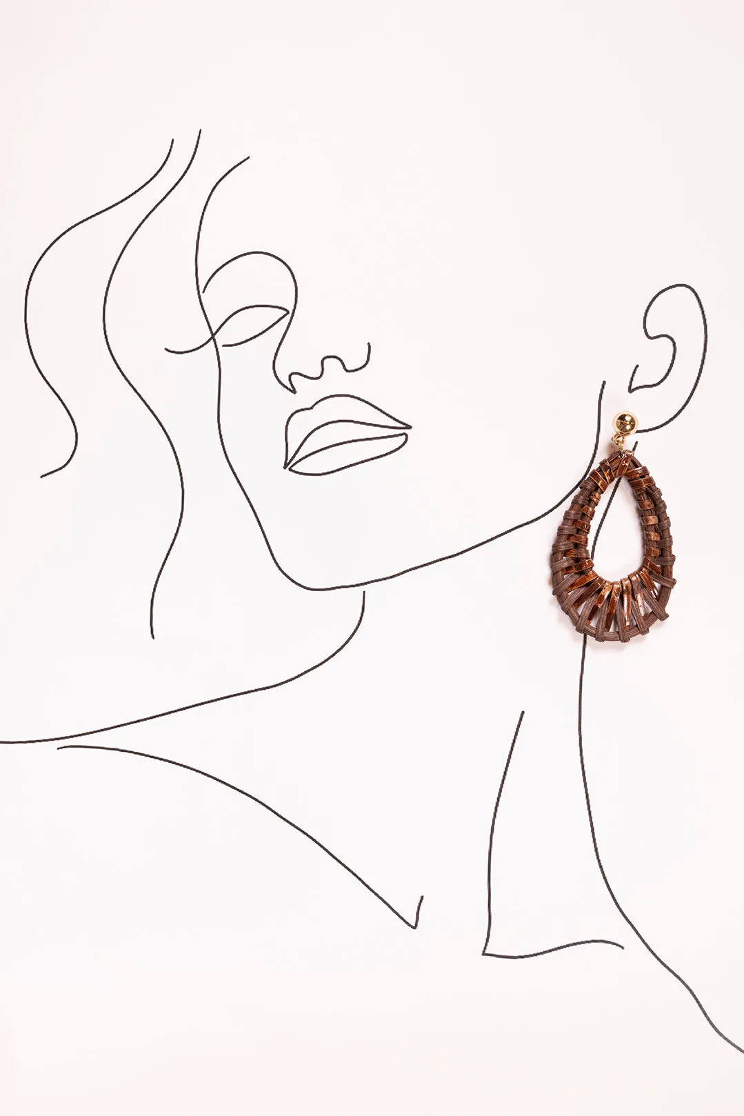 Oval Raffia Earrings in Brown sold by Adrift product image thumbnail 2