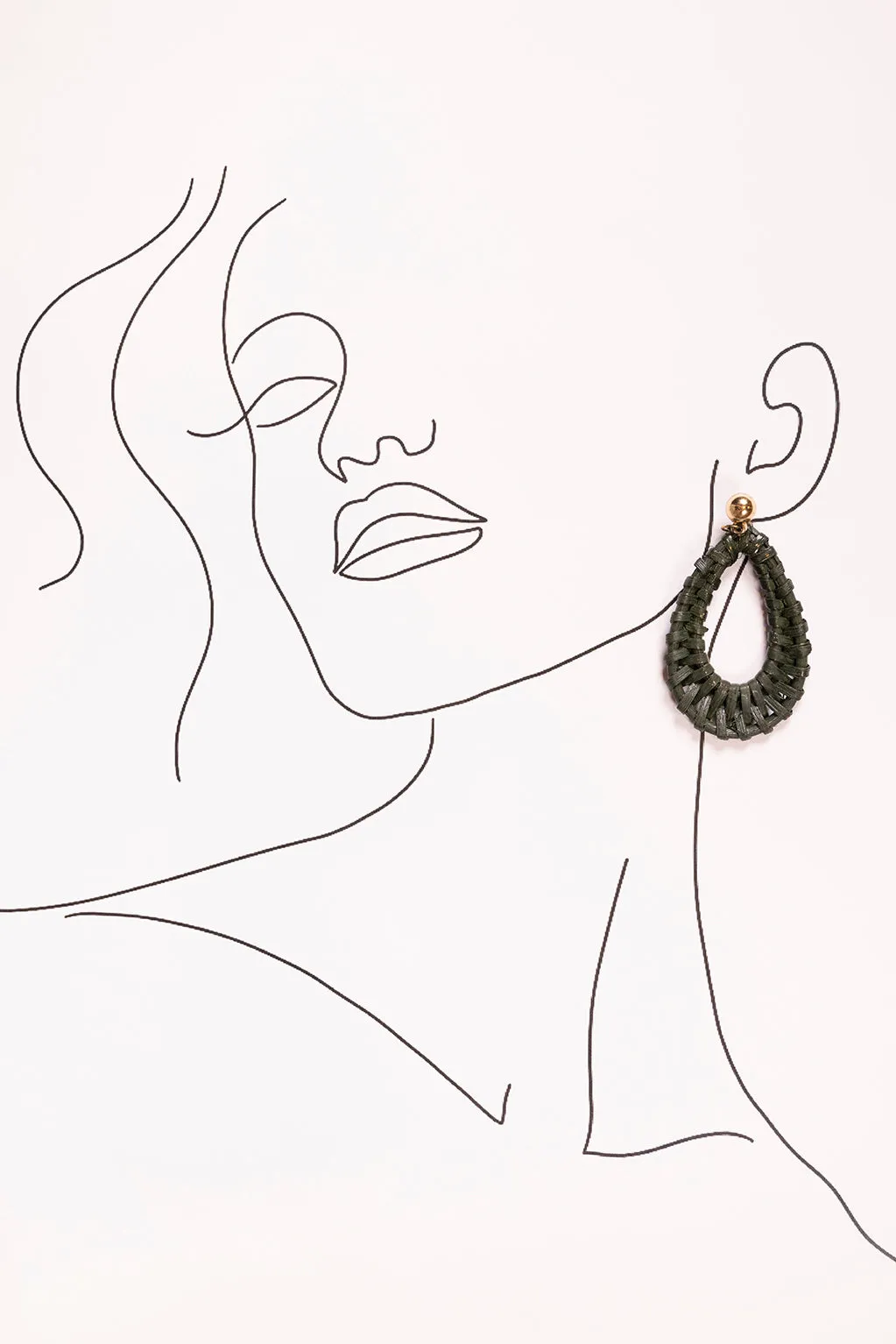 Oval Raffia Earrings in Olive sold by Adrift product image thumbnail 2