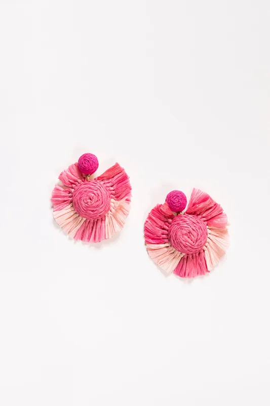 Woven Fringe Earrings in Light Pink and Hot Pink sold by Adrift