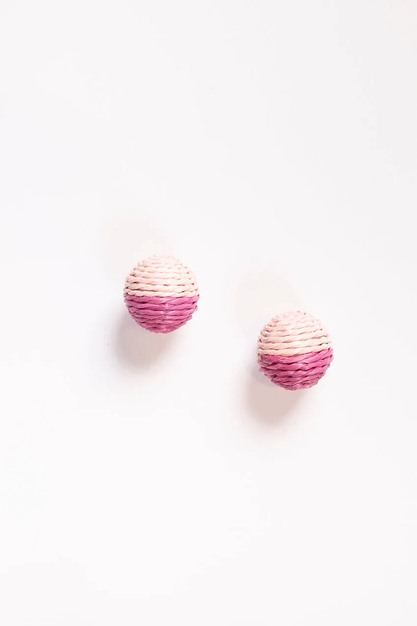 Contrast Woven Studs in Pink sold by Adrift