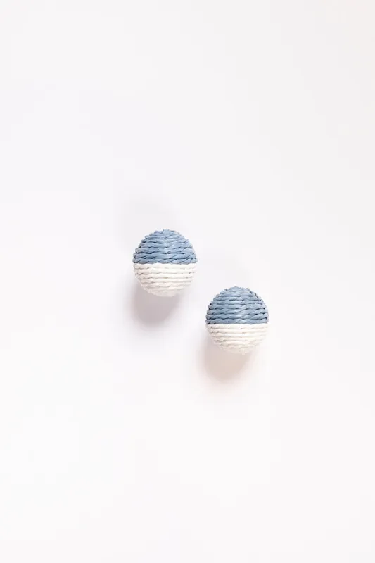 Contrast Woven Studs in Powder Blue and White sold by Adrift