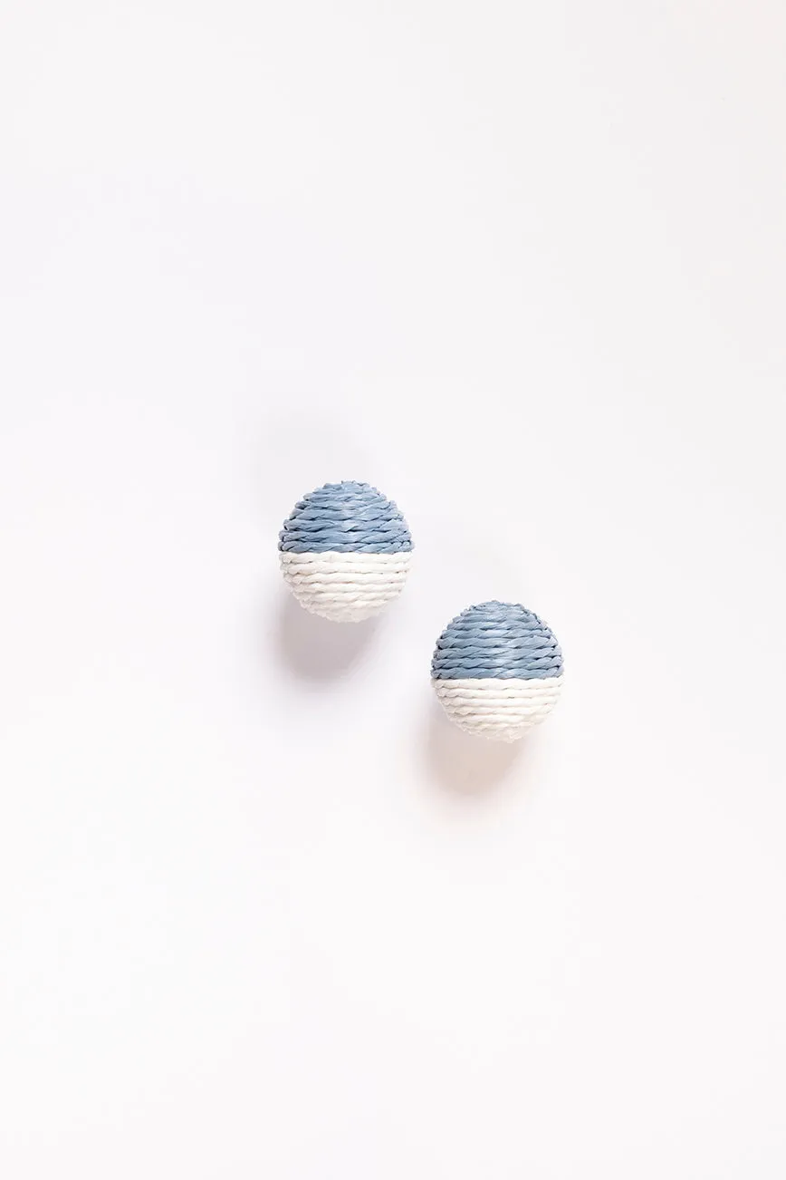 Contrast Woven Studs in Powder Blue and White sold by Adrift