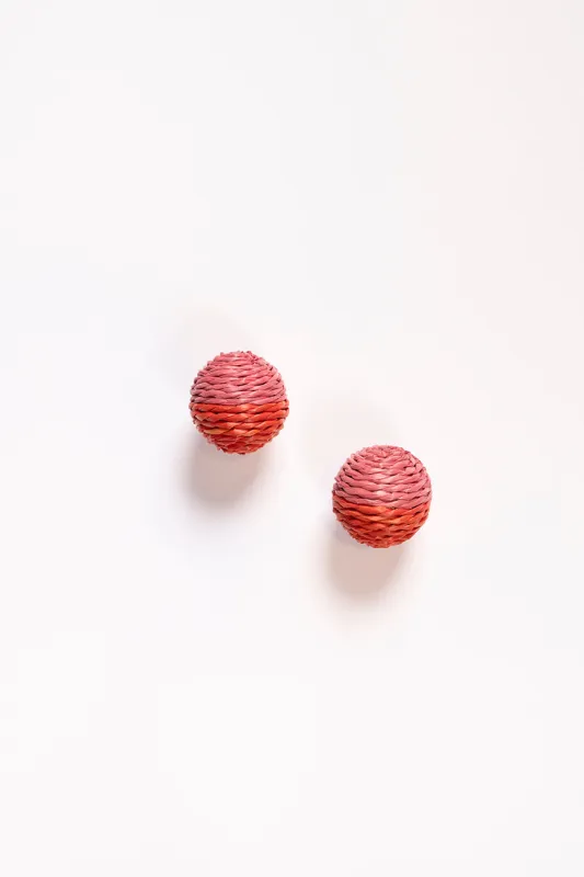 Contrast Woven Studs in Hot Pink and Red sold by Adrift