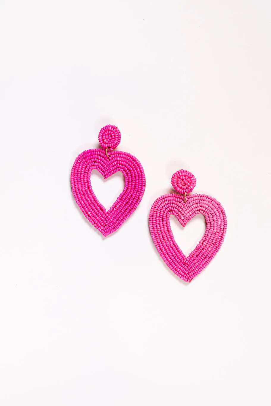 Hollow Heart Beaded Earrings in Hot Pink sold by Adrift product image thumbnail 2