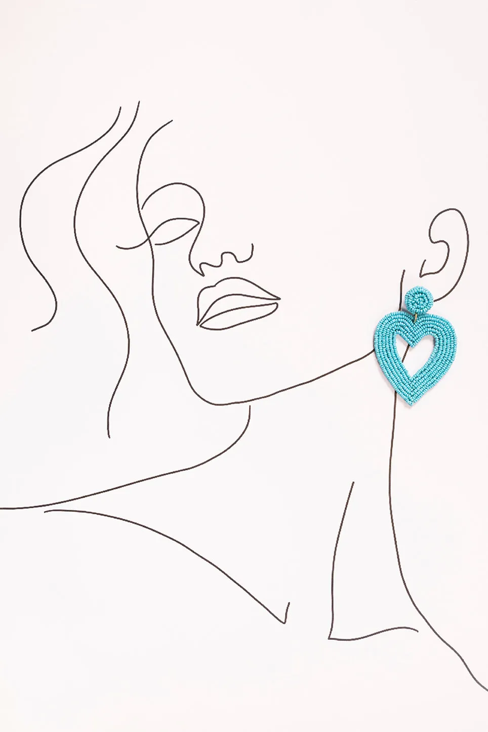 Hollow Heart Beaded Earrings in Turquoise sold by Adrift product image thumbnail 2