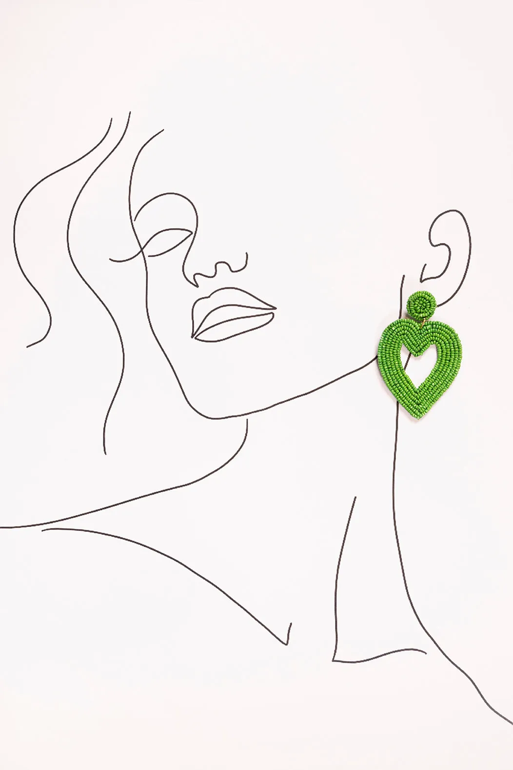 Hollow Heart Beaded Earrings in Green sold by Adrift product image thumbnail 2
