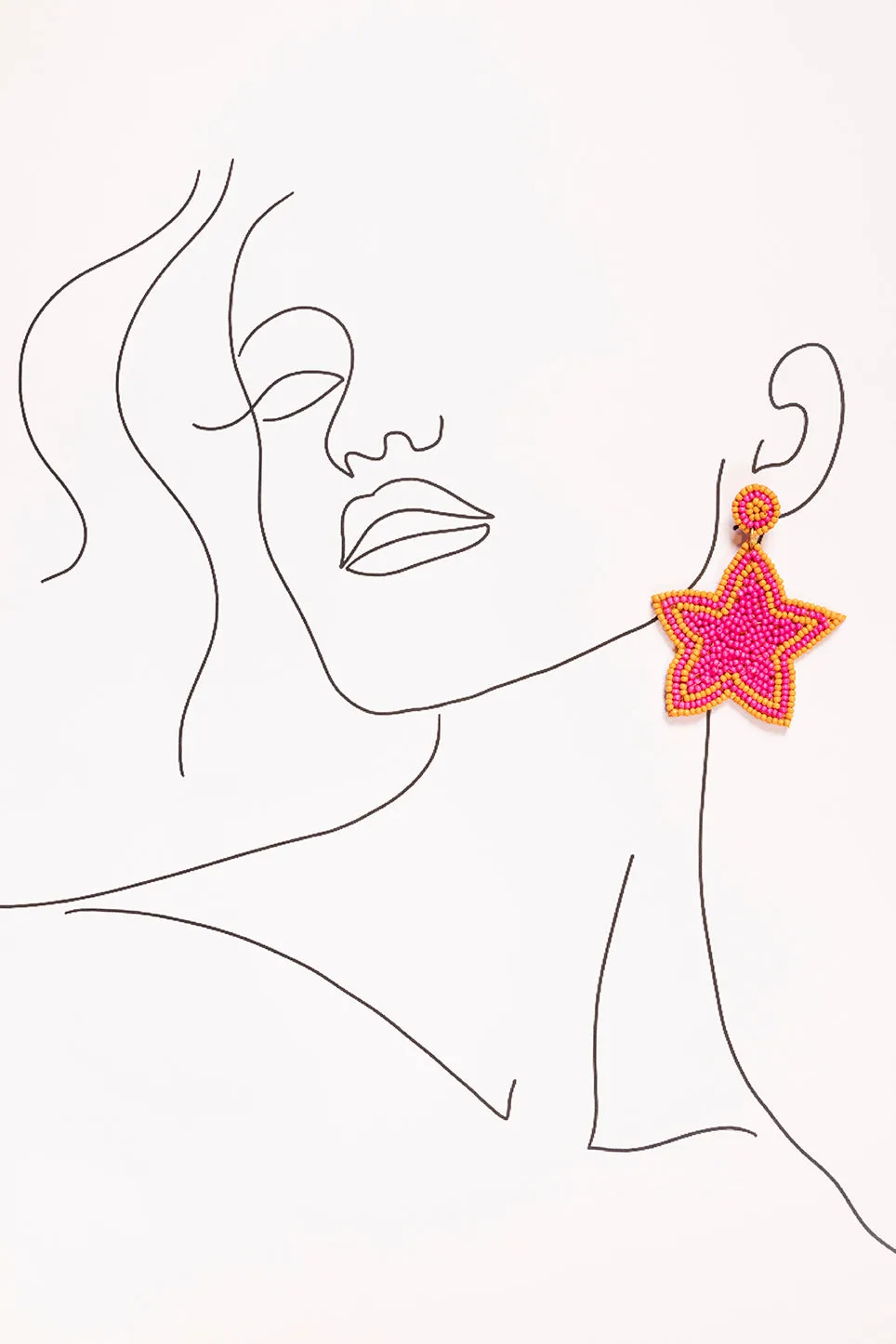 Beaded Star Earrings in Tangerine and Hot Pink sold by Adrift product image thumbnail 2