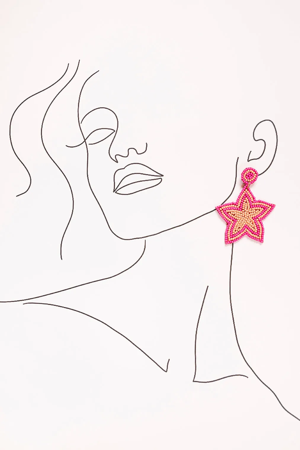 Beaded Star Earrings in Peach and Hot Pink sold by Adrift product image thumbnail 2