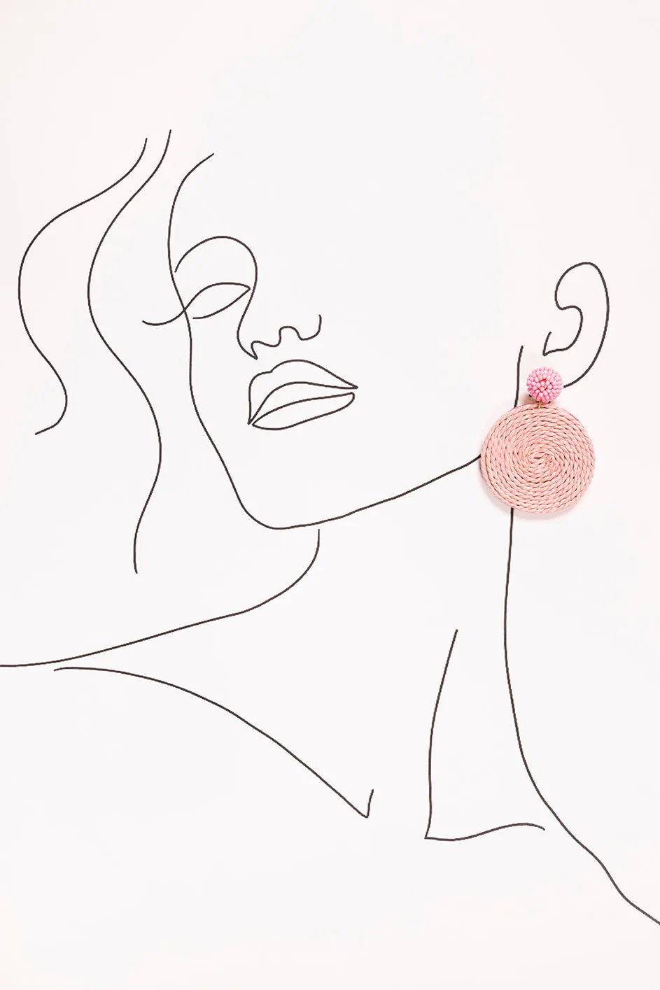 Round Beaded and Woven Earrings in Light Pink sold by Adrift product image thumbnail 2