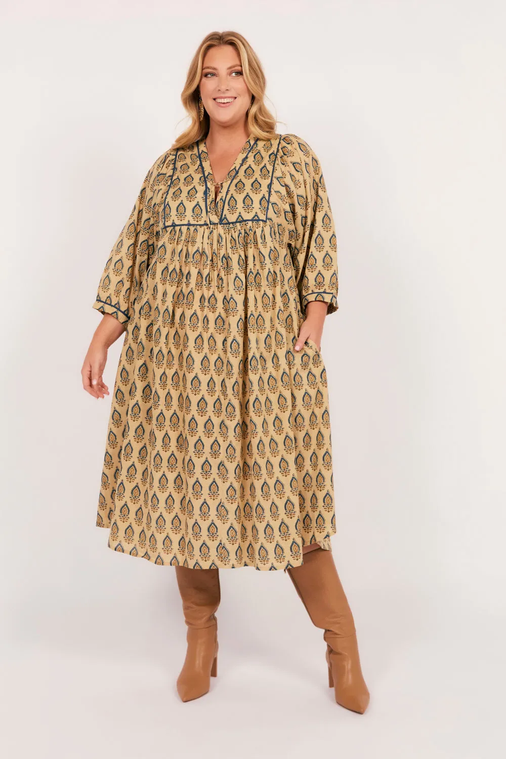 Cairo Midi Dress in Paisley Plumes sold by Adrift product image thumbnail 2