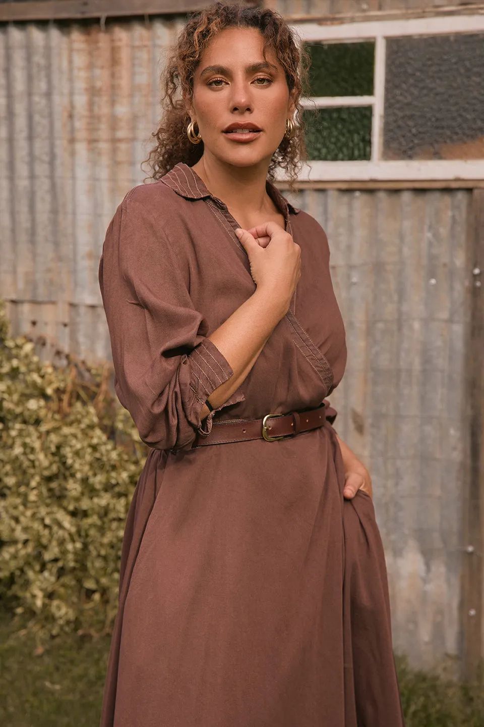 Wendy Tencel Wrap Dress in Chocolate sold by Adrift product image thumbnail 4
