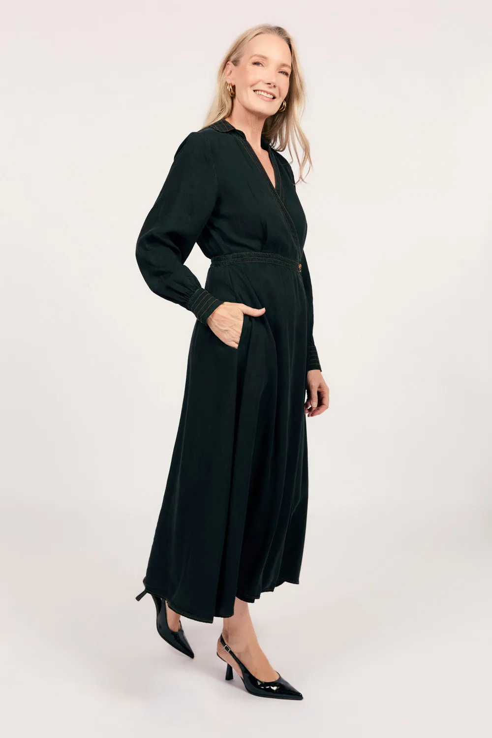 Wendy Tencel Wrap Dress in Black sold by Adrift product image thumbnail 5
