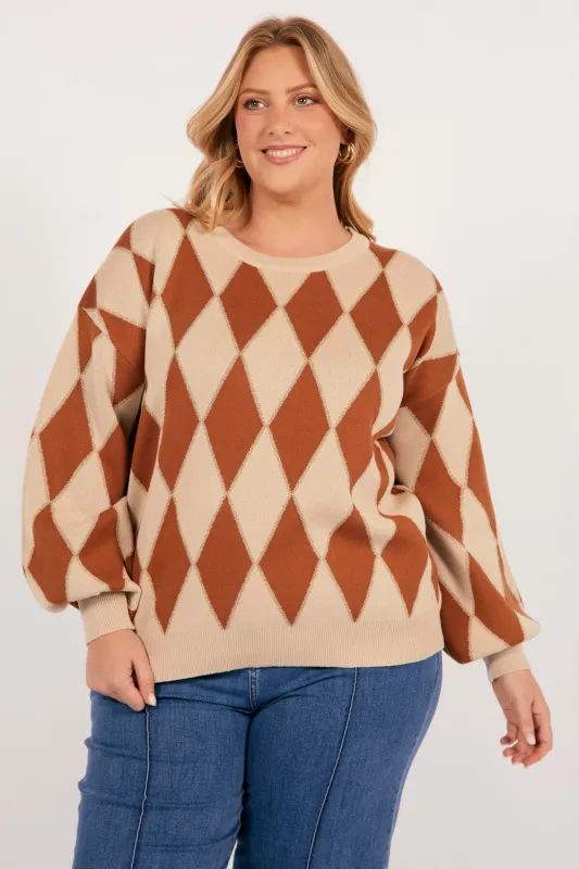 Casablanca Lurex Jumper in Sand sold by Adrift
