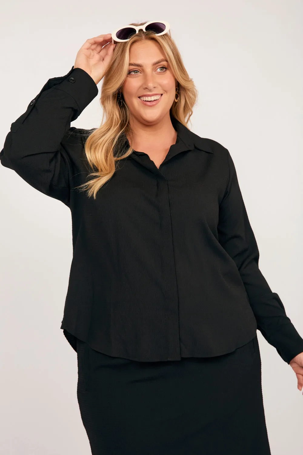 Relaxed Travel Shirt in Black sold by Adrift