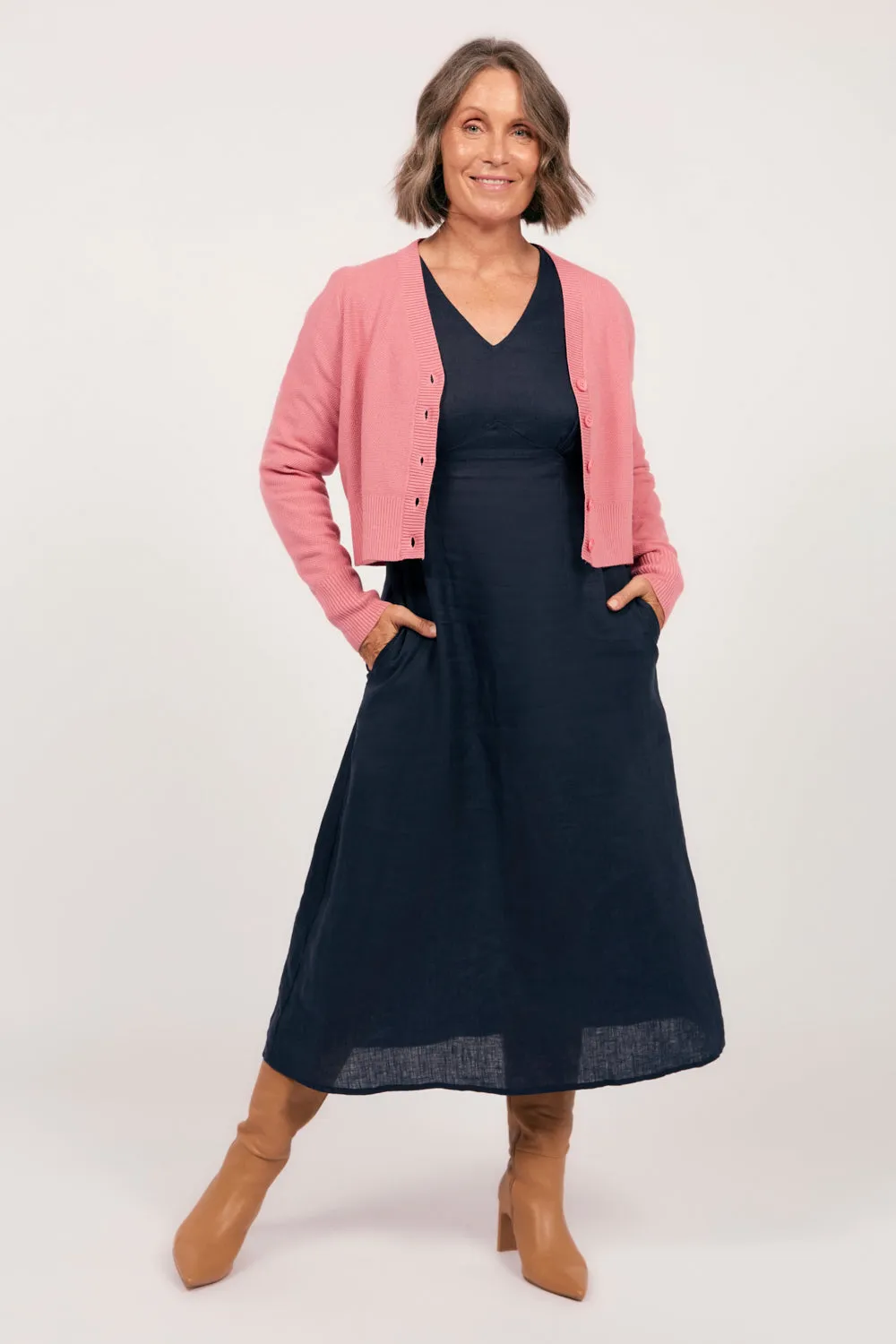 Knitted Cropped Cardigan in Blush sold by Adrift product image thumbnail 3