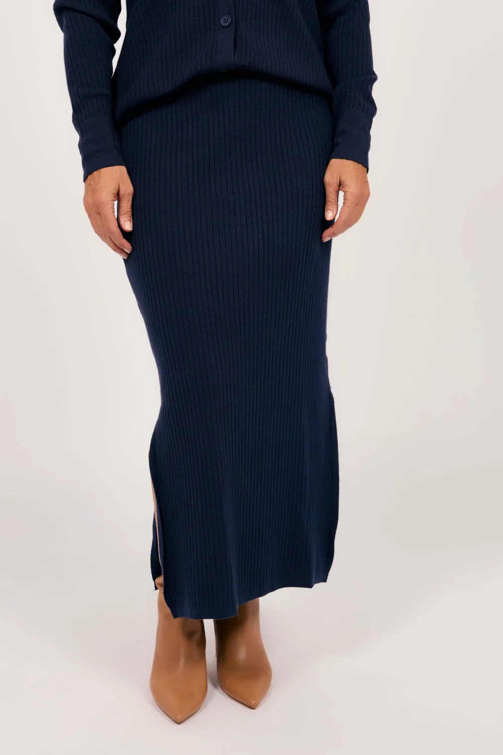 Knitted Skirt in Navy sold by Adrift