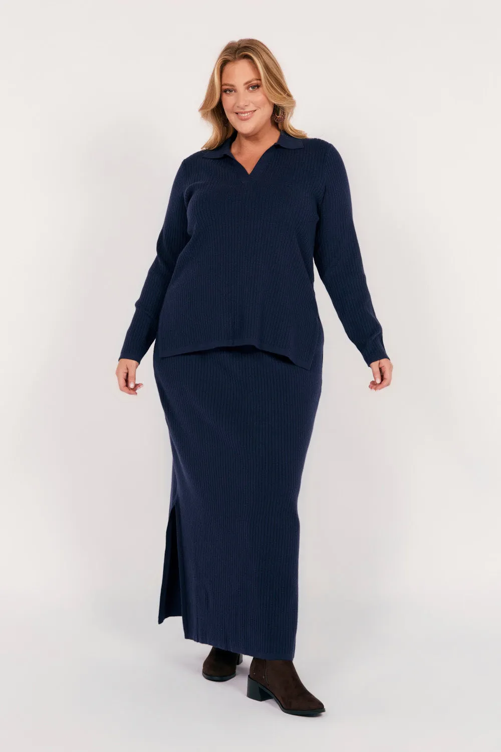 Knitted Skirt in Navy sold by Adrift product image thumbnail 2