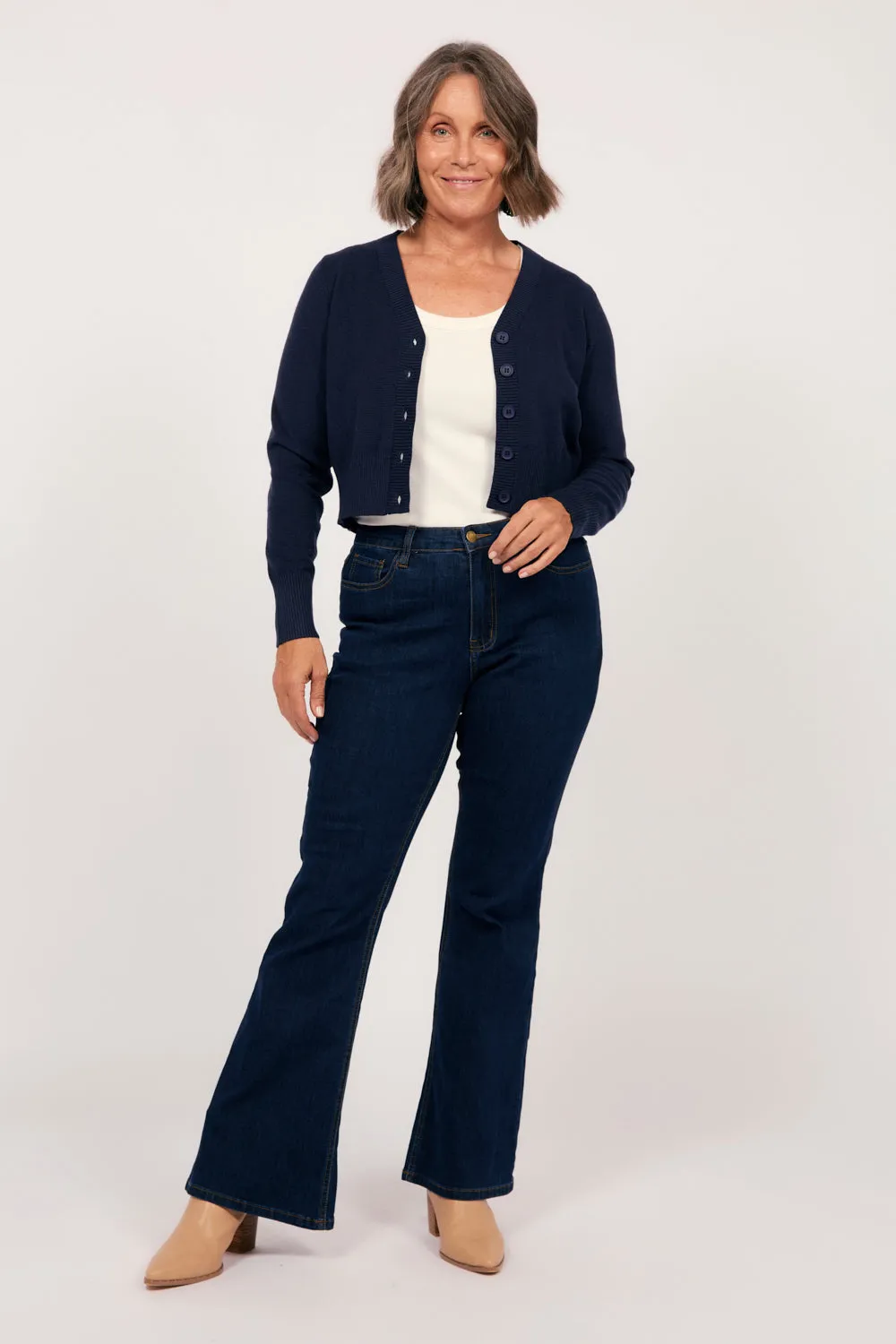 Knitted Cropped Cardigan in Navy sold by Adrift product image thumbnail 4