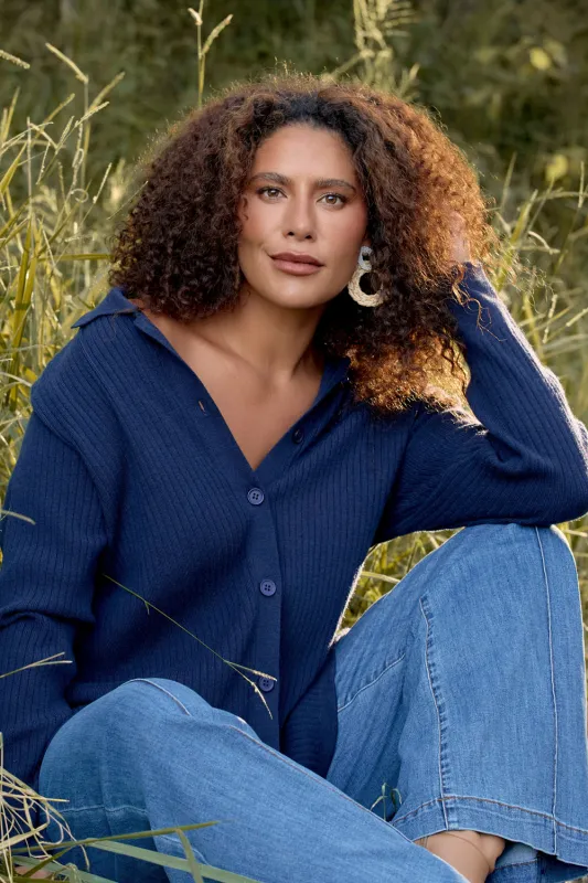 Knitted Cardigan in Navy sold by Adrift