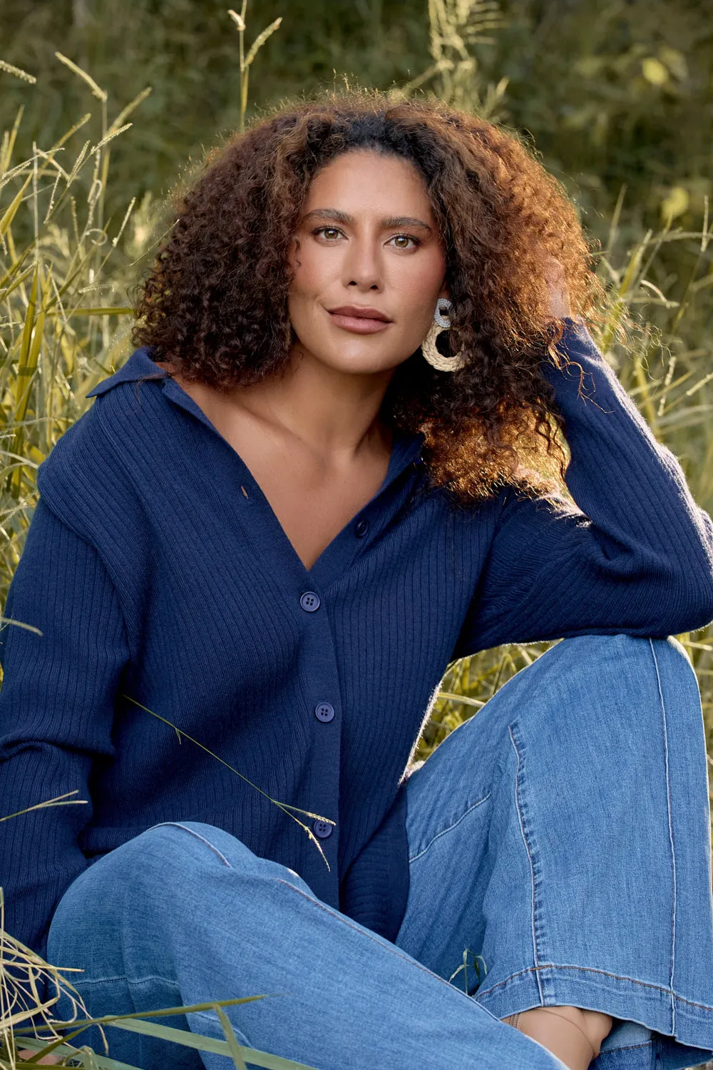 Knitted Cardigan in Navy sold by Adrift