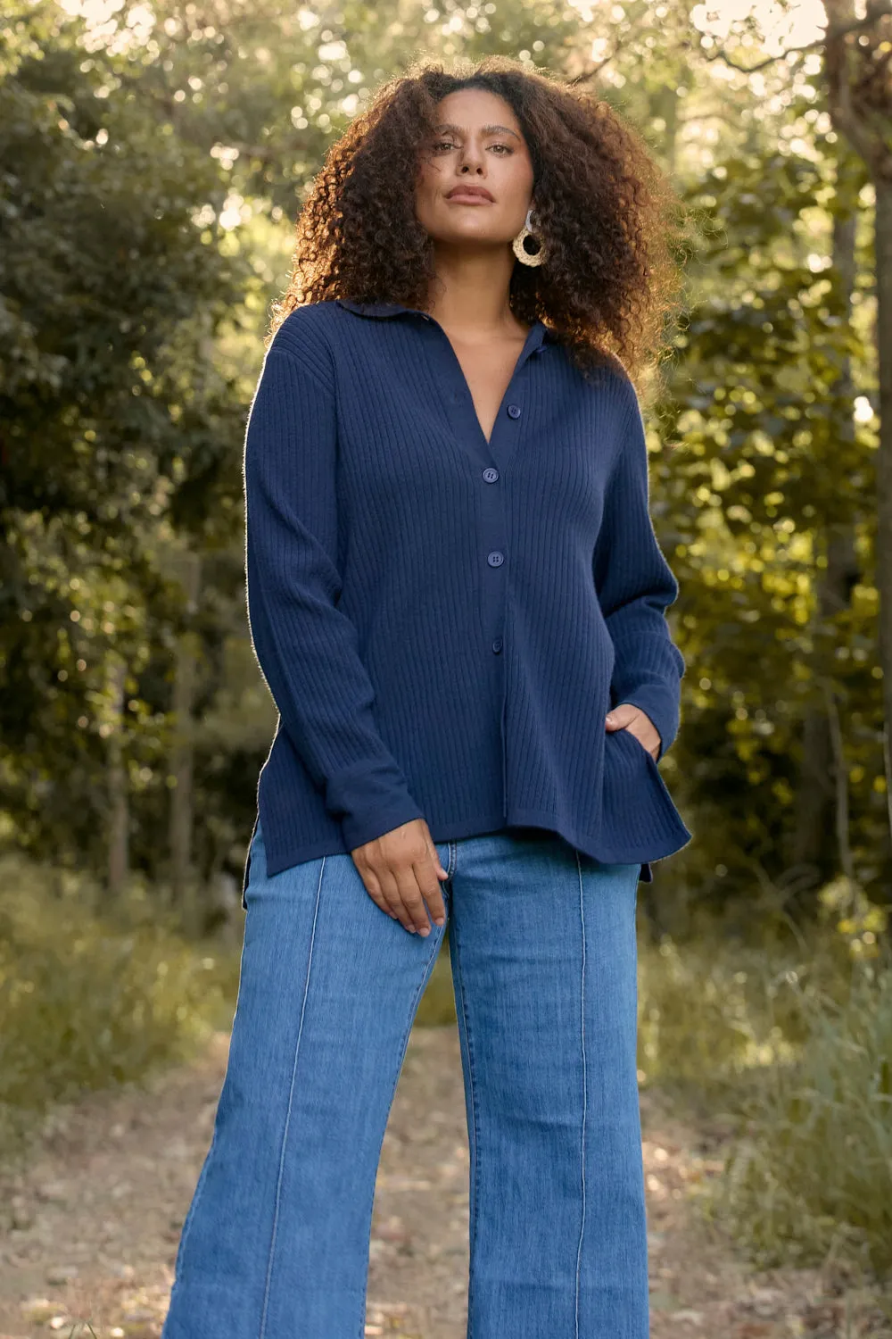 Knitted Cardigan in Navy sold by Adrift product image thumbnail 4