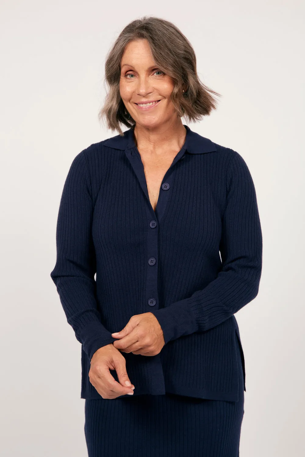 Knitted Cardigan in Navy sold by Adrift product image thumbnail 5