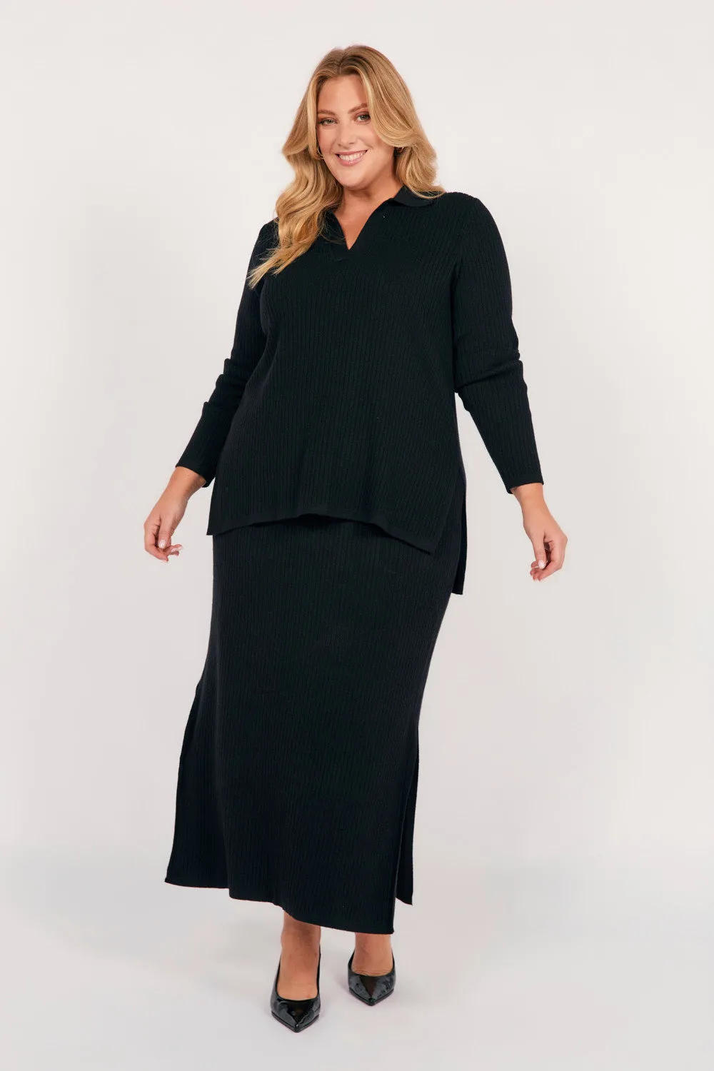 Knitted Skirt in Black sold by Adrift