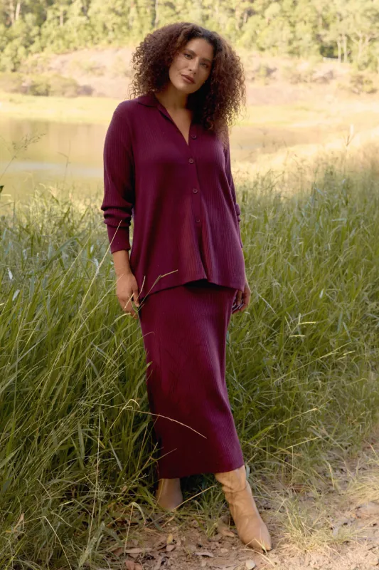 Knitted Skirt in Plum sold by Adrift
