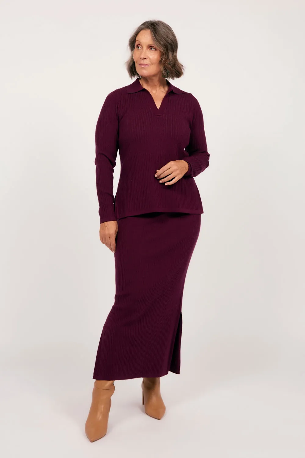 Knitted Skirt in Plum sold by Adrift product image thumbnail 3