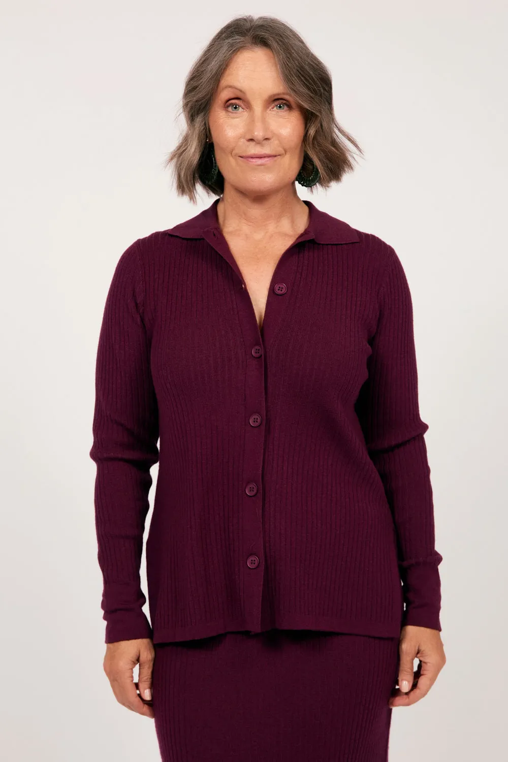 Knitted Cardigan in Plum sold by Adrift product image thumbnail 2