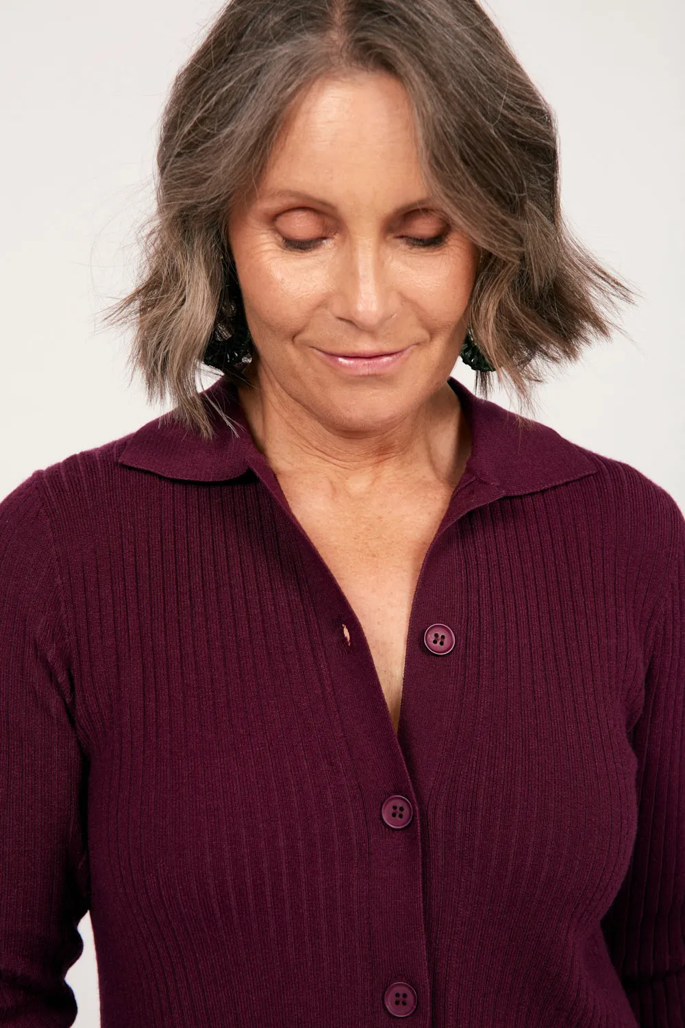 Knitted Cardigan in Plum sold by Adrift product image thumbnail 3