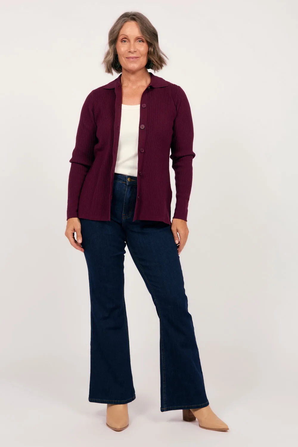 Knitted Cardigan in Plum sold by Adrift product image thumbnail 5