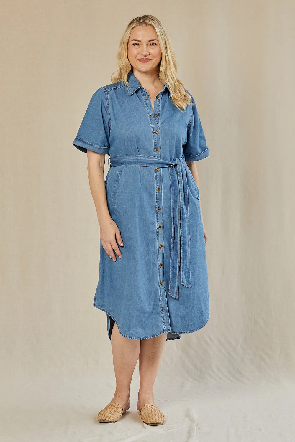 Abbey Chambray Dress in Light Wash sold by Adrift product image thumbnail 2