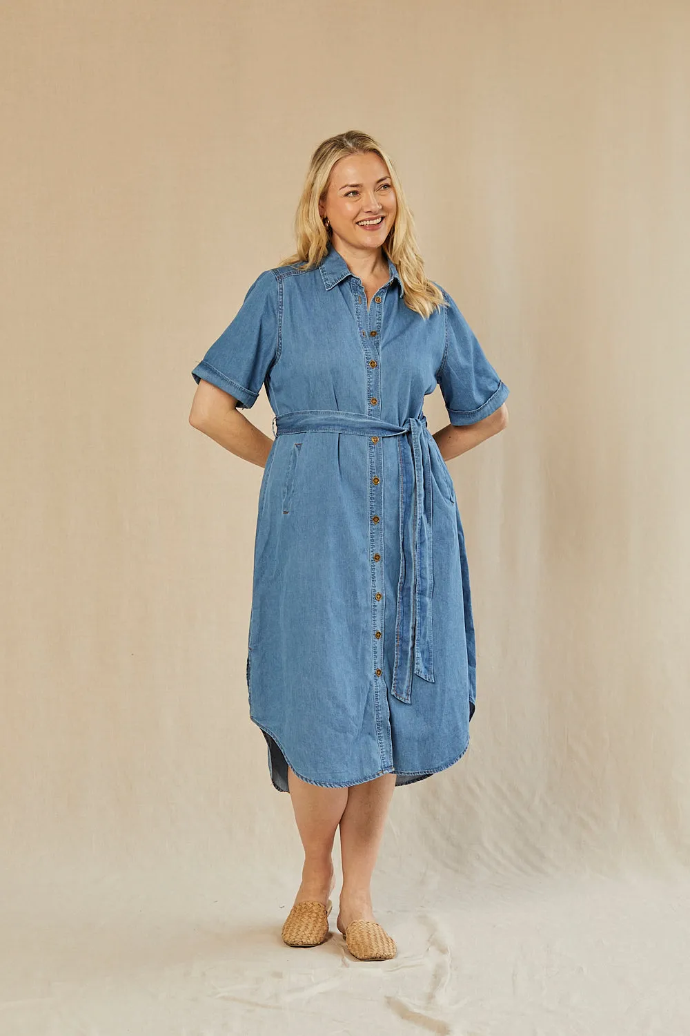 Abbey Chambray Dress in Light Wash sold by Adrift product image thumbnail 5