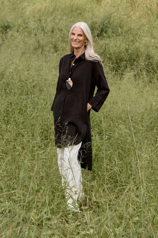 Tess Tunic Shirt Dress in Onyx sold by Adrift