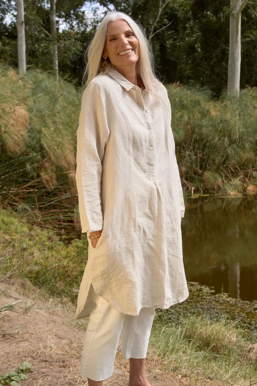 Tess Tunic Shirt Dress in Sable Stripe sold by Adrift product image thumbnail 5