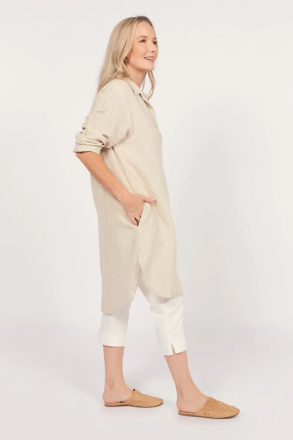 Tess Tunic Shirt Dress in Sable Stripe sold by Adrift product image thumbnail 4