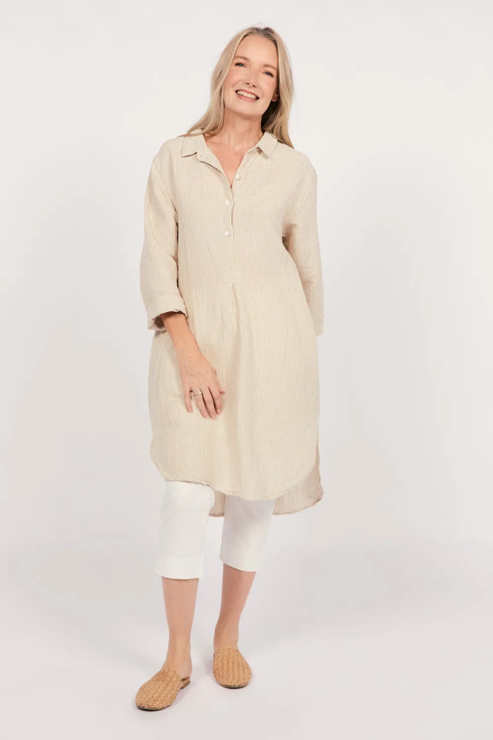 Tess Tunic Shirt Dress in Sable Stripe sold by Adrift product image thumbnail 2