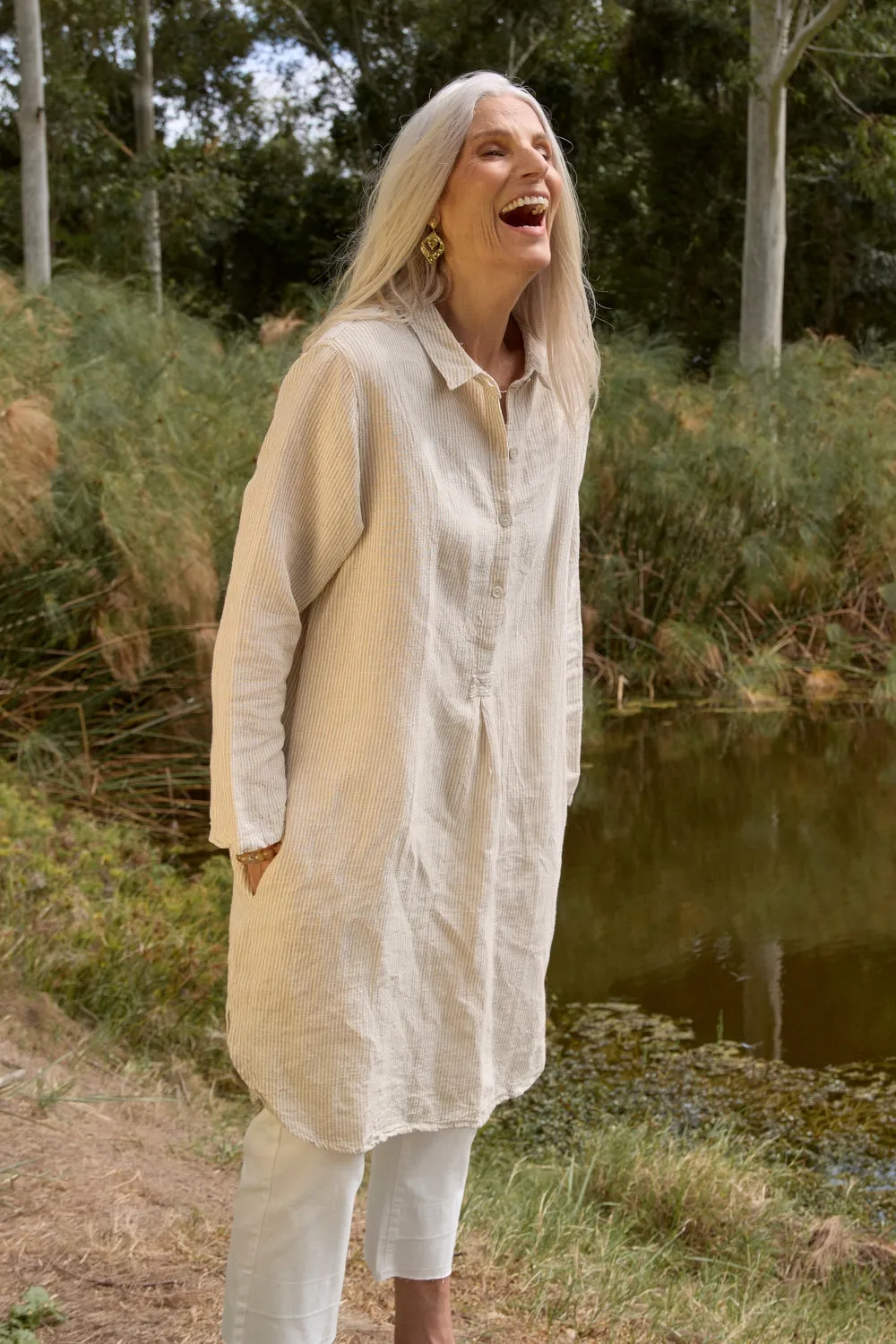 Tess Tunic Shirt Dress in Sable Stripe sold by Adrift product image thumbnail 3