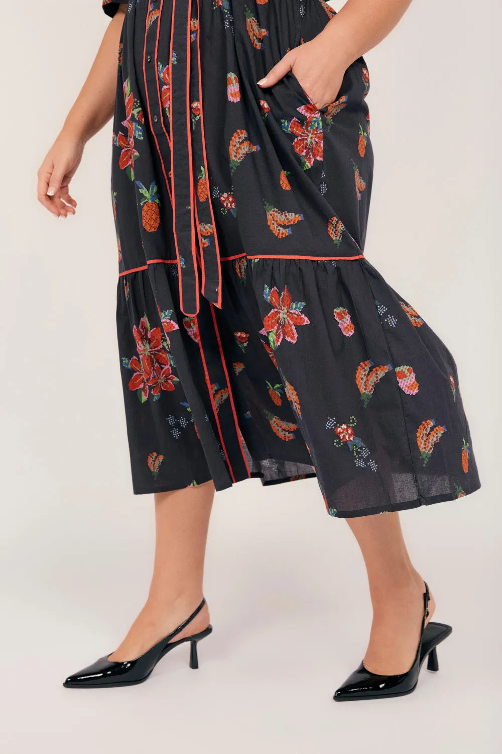 Ginette Maxi Dress in Tapestry Blooms Navy sold by Adrift product image thumbnail 4
