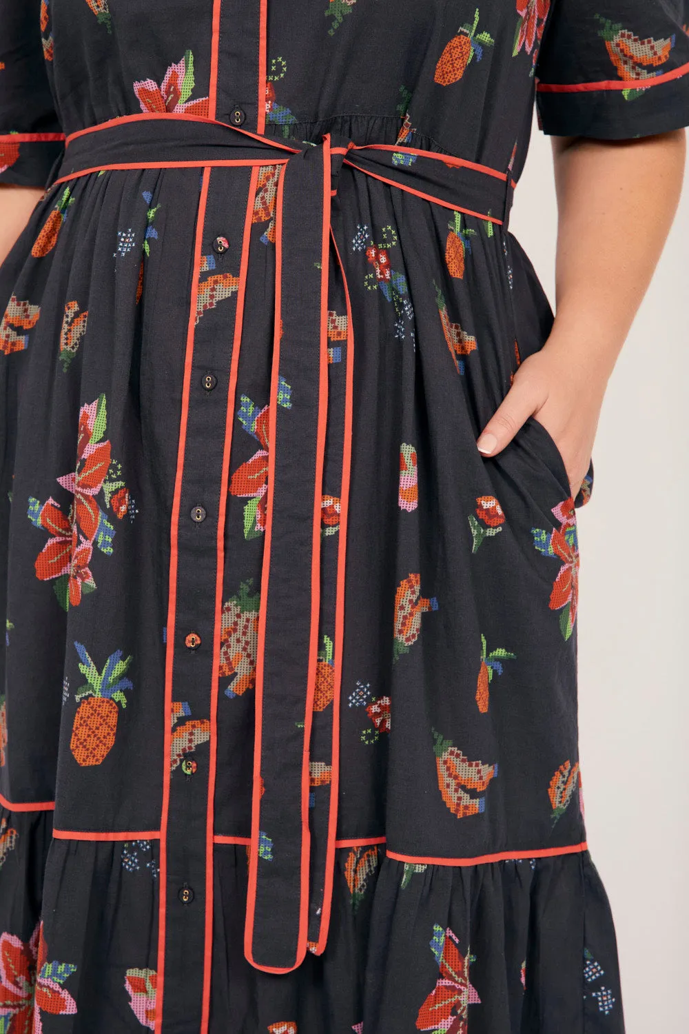 Ginette Maxi Dress in Tapestry Blooms Navy sold by Adrift product image thumbnail 3