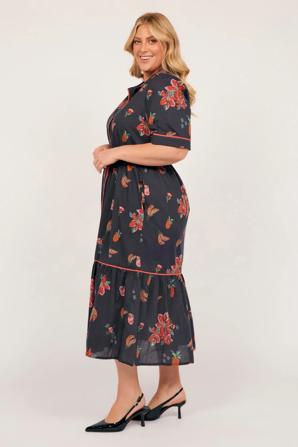 Ginette Maxi Dress in Tapestry Blooms Navy sold by Adrift product image thumbnail 5