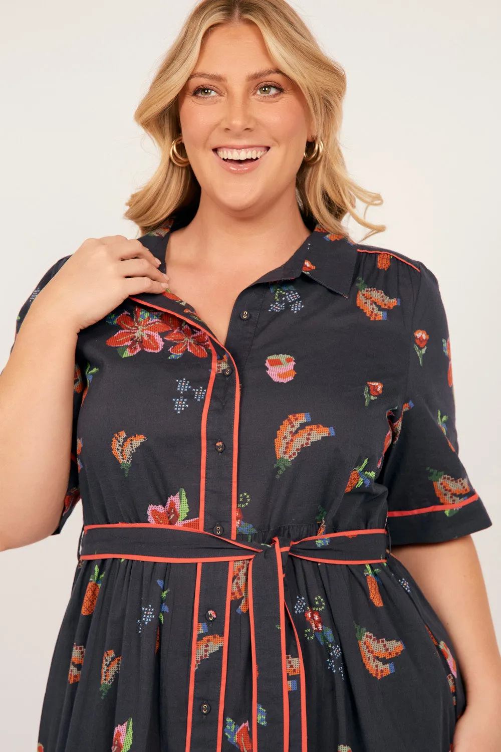 Ginette Maxi Dress in Tapestry Blooms Navy sold by Adrift product image thumbnail 2